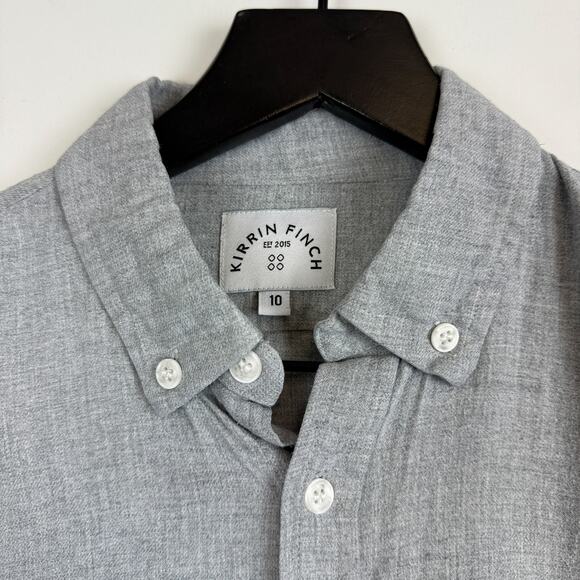 Kirrin Finch Androgynous Button Down Shirt Elbow Patch Gray Womens - 10 - Picture 5 of 10